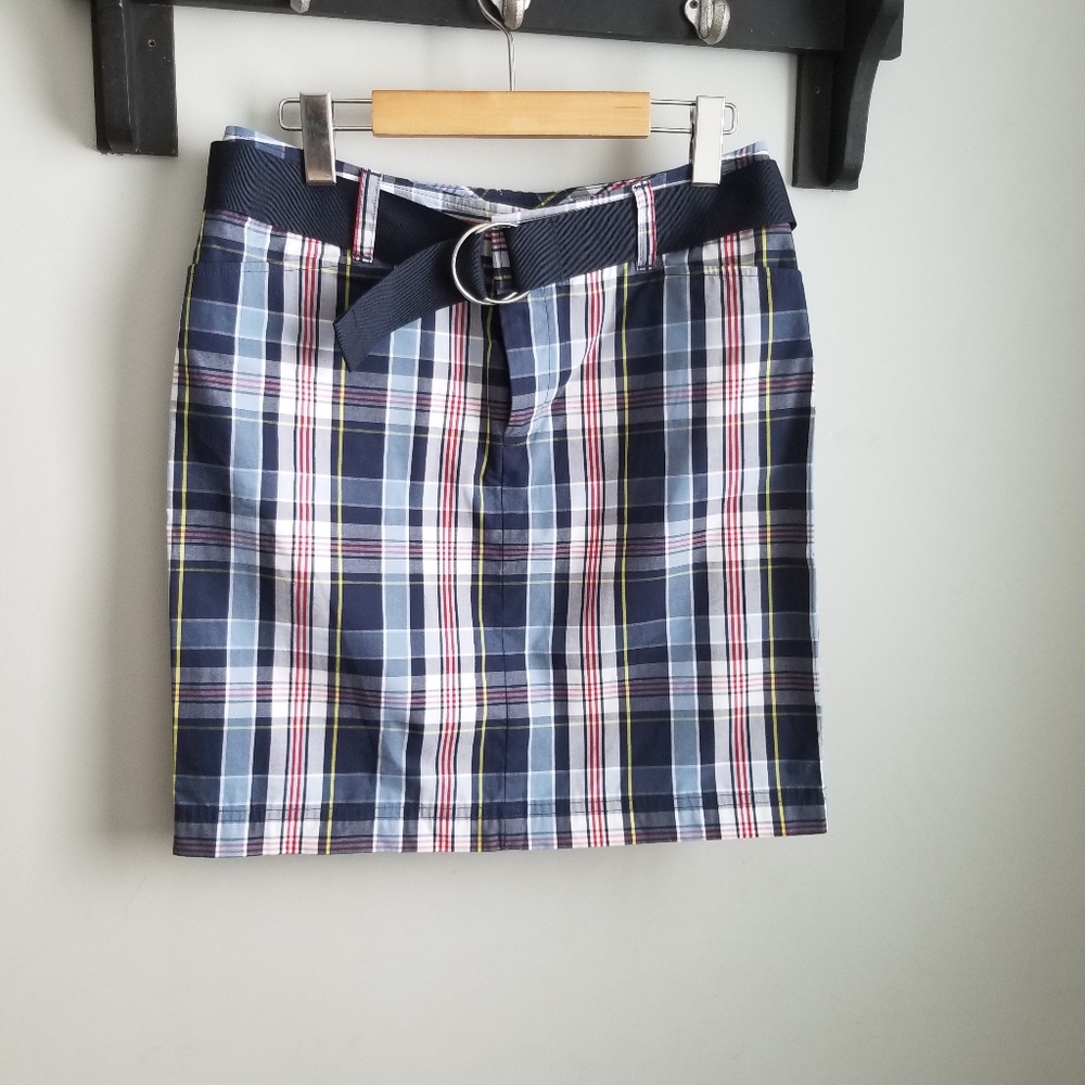 👗CHAPS PLAID BELTED SKIRT